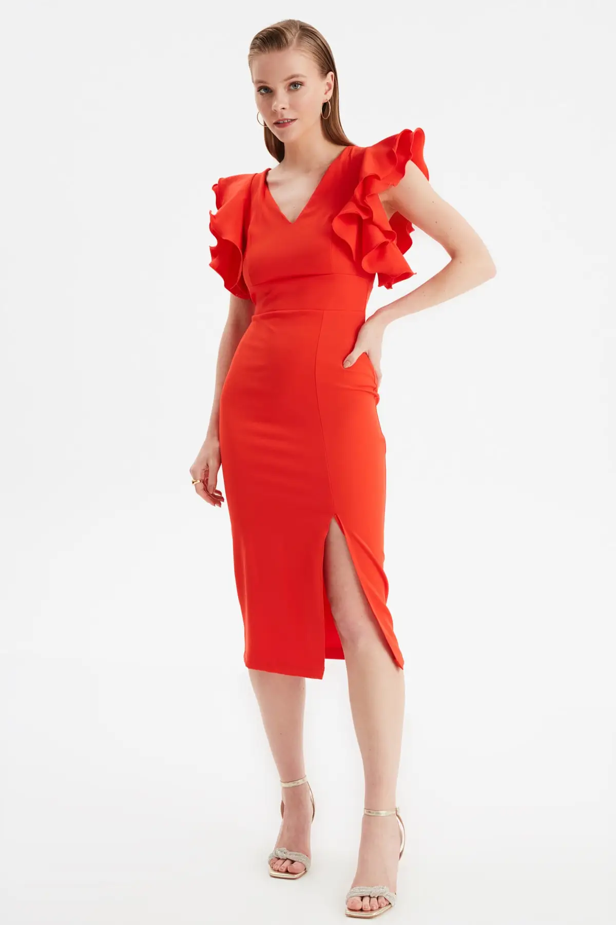 Trendyol Ruffle Detail Dress TPRSS20EL2661