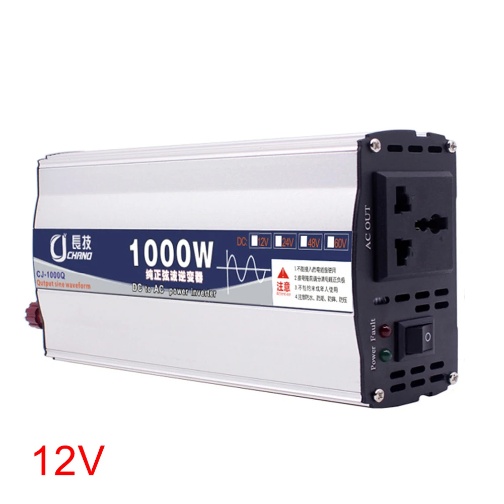 

600W 1000W Converter Power Inverter 12V 24V To 220V Home Use Pure Sine Wave LED Display Surge Protection Portable Adapter Car