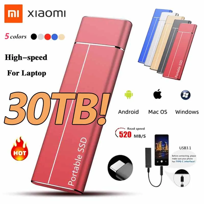 Xiaomi Portable 1TB 2TB SSD 4TB 16TB External Hard Drive Type-C USB 3.1 High Speed 8TB External Storage Hard Disks For Laptops
