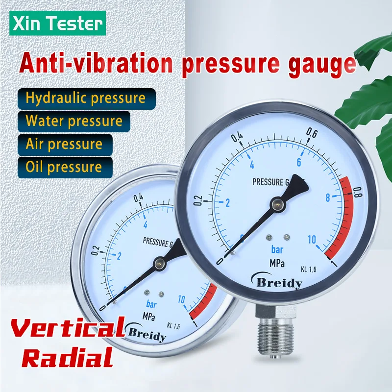 

Датчик давления Xin, вертикальный прибор для измерения давления в компрессоре, не содержит глицерина, из нержавеющей стали, для измерения дав...