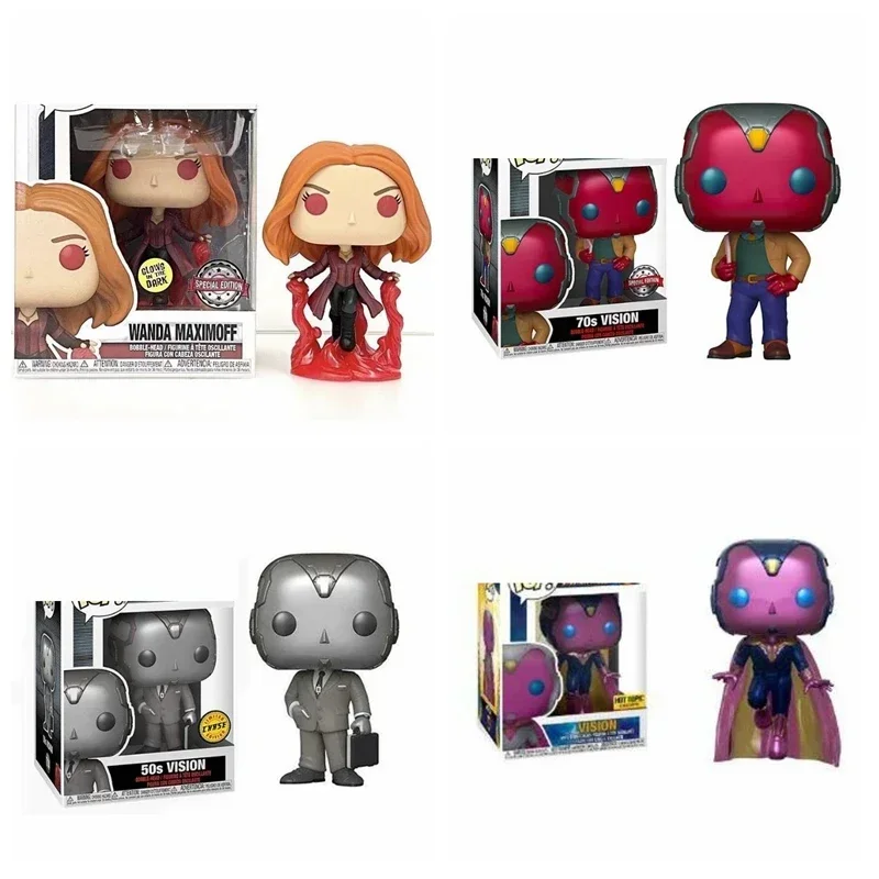 Фото Funko Marvels Wanda Maximoff 855 #   Видение 50 с 714 #   Зрение 70-х годов 718 #   Виниловая фигурка Билли и Томми на Хэллоуин, модель игрушки из ПВХ №2