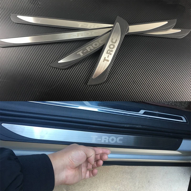 

For Volkswagen VW T-ROC 2017 2018 2019 Stainless Steel Door Sill Strip Welcome Pedal Trim Auto Car Styling Stickers Accessories