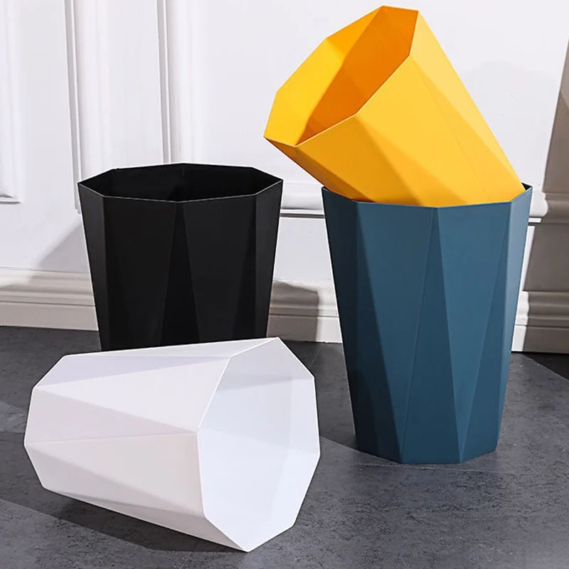 

Nordic Trash Can Color Household Waste Bins Luxury Paper Basket Kitchen Bedroom Dustbin Home Office Diamond Rubbish Garbage Can