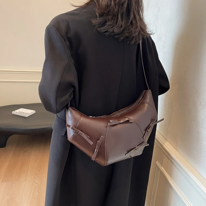 Женская модная сумка через плечо из искусственной кожи с бантом на молнии в форме