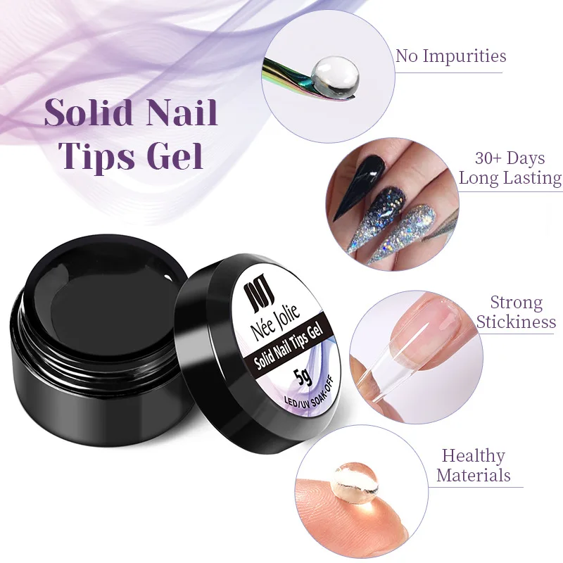 

1Jar 2023 Easy Sticky Solid Nail Art Patch Gel UV Glue No-Flowing Modelling Sticky Tips Gummy Adhesive Bond Fake Nails Tools DIY