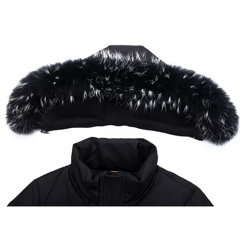 2022New Winter New Men's Knee Long Down Jacket Fashion Thicken Warm White Duck Down Fur Collar Hooded Parka Coat Male Brand