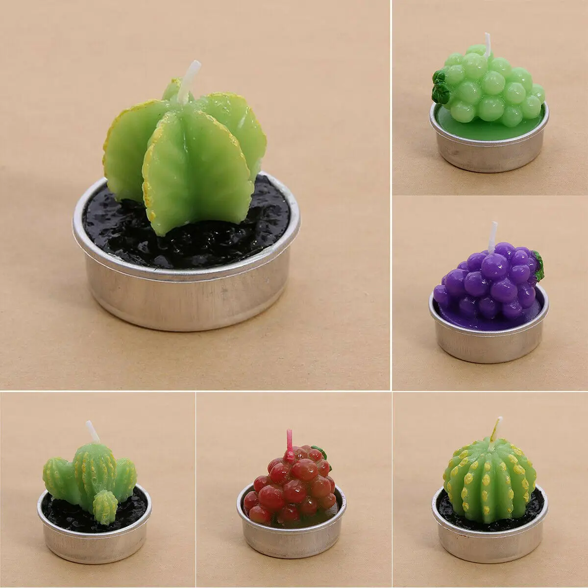 

Cute Cactus Plant Grape Candles Scented Birthday Wedding Party Dinner Ornament