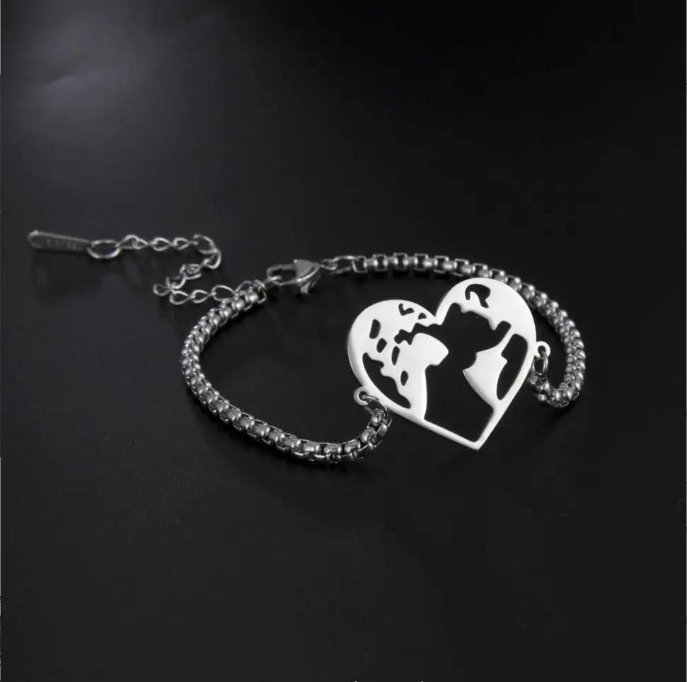 

1PC Stainless Steel Bracelets Romantic Heart Pendant Chain Ladies Korean Fashion Bracelet For Women Jewelry Party F1241
