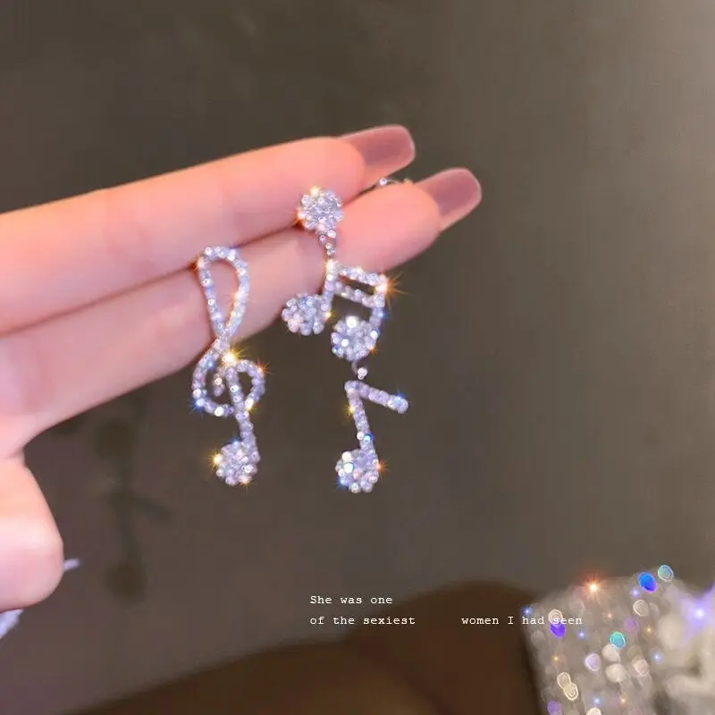 

2022 New Musical Note Women's Earrings Free of High Sense of Summer Earrings Tide 925 Silver Needle Stud Earrings Gift Jewelry