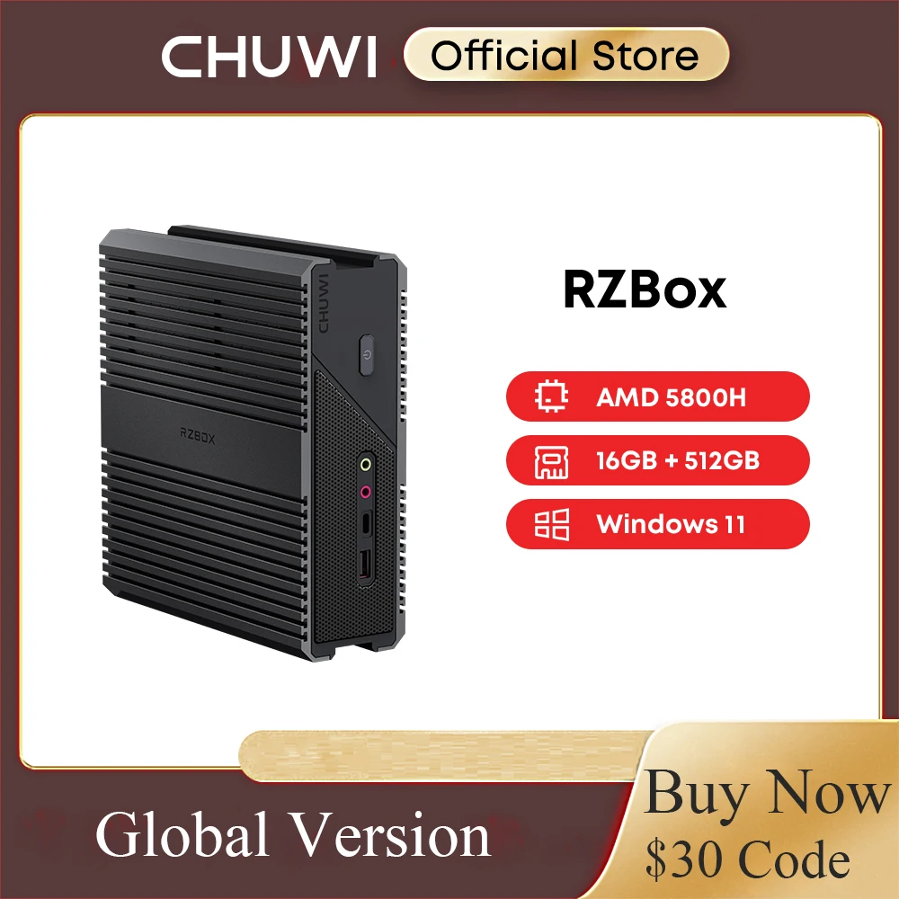 

CHUWI RZBOX 16GB 512GB Mini Desktops AMD Ryzen 7 5800H 8 Cores 16 Threads Up to 4.4GHz AMD Radeon Graphics Windows 11 Gaming PC