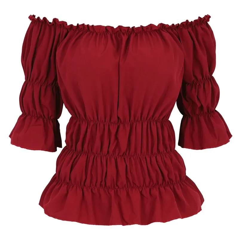 Блузка эпохи Возрождения женская средневековая блузка с открытыми плечами и