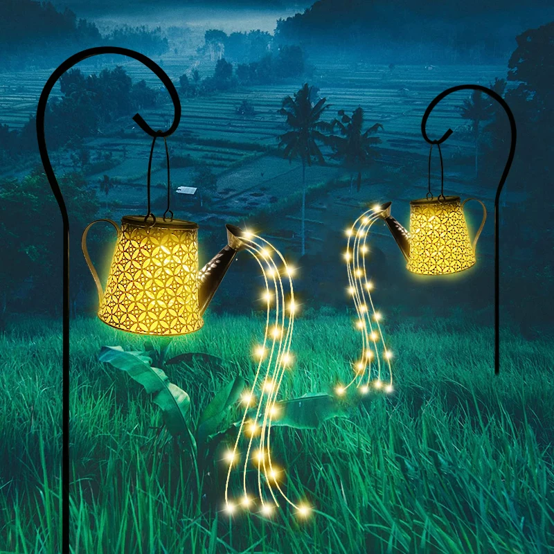 Outdoor LED Solar Lights Watering Sprinkling Can With Garden Decor Waterproof Fairy Lights For Patio Park Yard Lawn