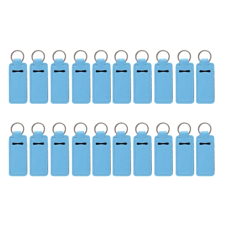 

10 Pcs Creative Keychain Neoprene Chapstick Holders Lipstick Cases Cover Hand Sanitizer Bottle Cover Key Chain (Sky Blue)