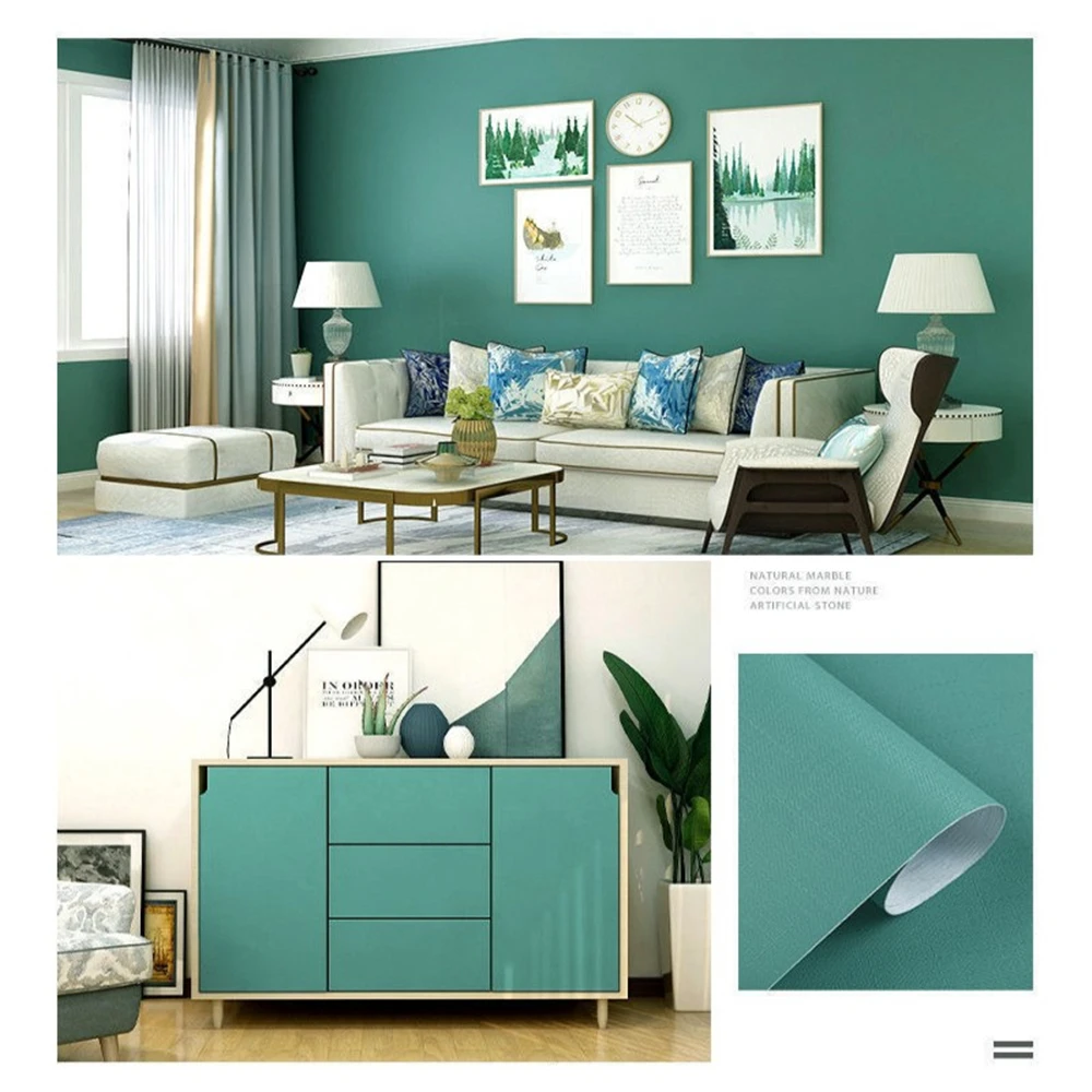 Large Width Matte Self Adhesive Wallpaper Removable Solid Color Vinyl Wall Sticker Home Decor Bedroom Furniture Contact Paper |