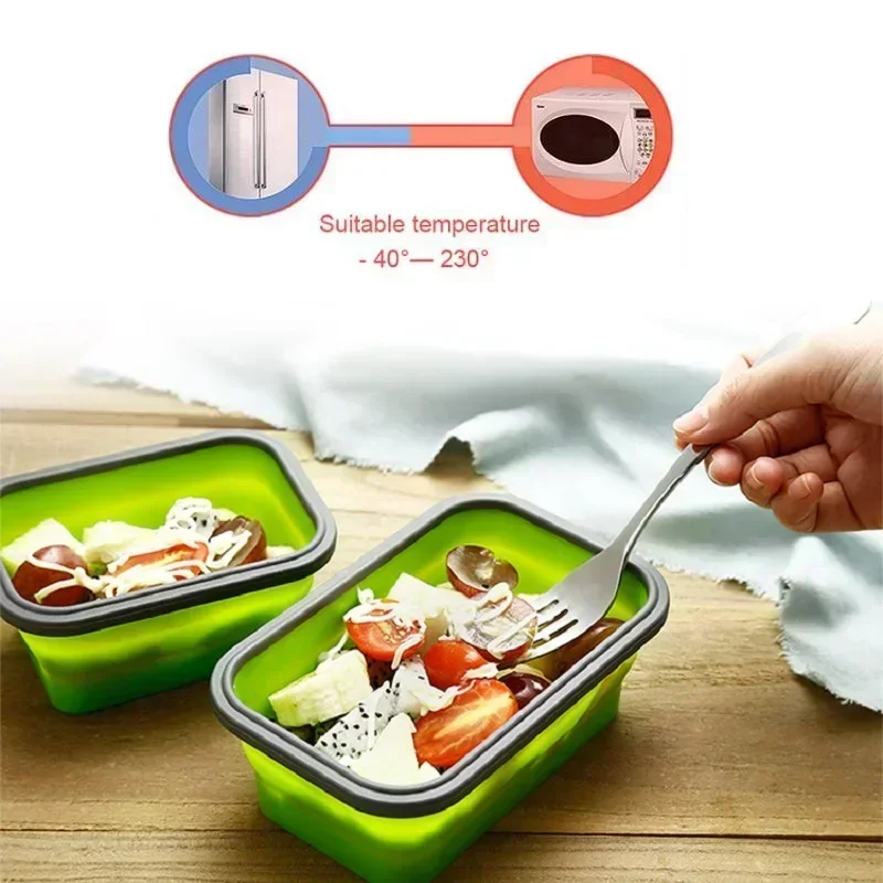 Силиконовая складная коробка для бенто модель 300/500/800 мл кемпинга пешего туризма