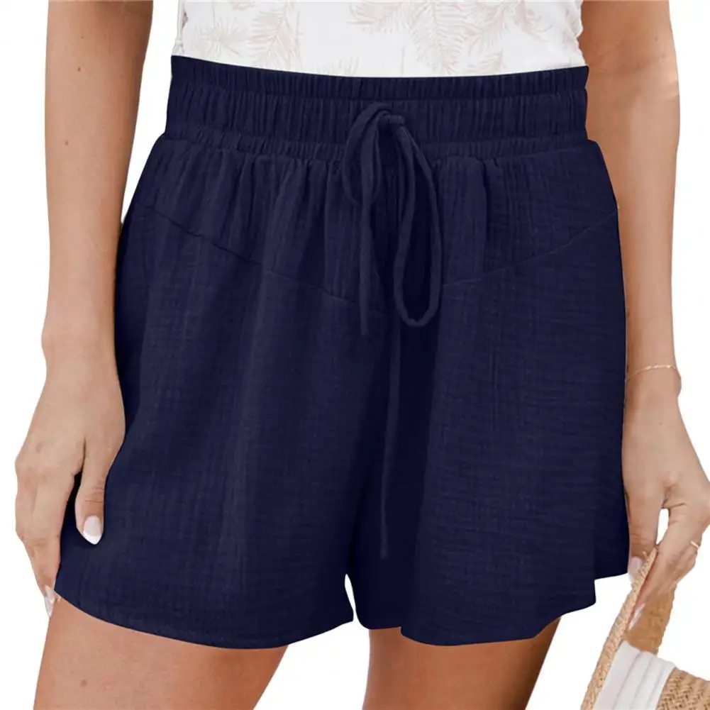 

shorts women summer Solid Color Loose Type Drawstring Elastic Waist Deep Crotch Summer Casual Shorts Wide Leg Pants Women