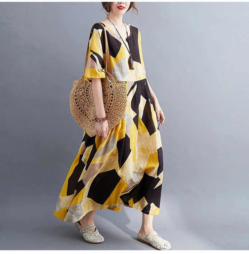 Платья для женщин Oladivi Fashion Print с коротким рукавом на каждый день для возрастных групп 30, 40, 50 и 60 лет, свободные платья больших размеров, летние туники Vestidio 8XL.