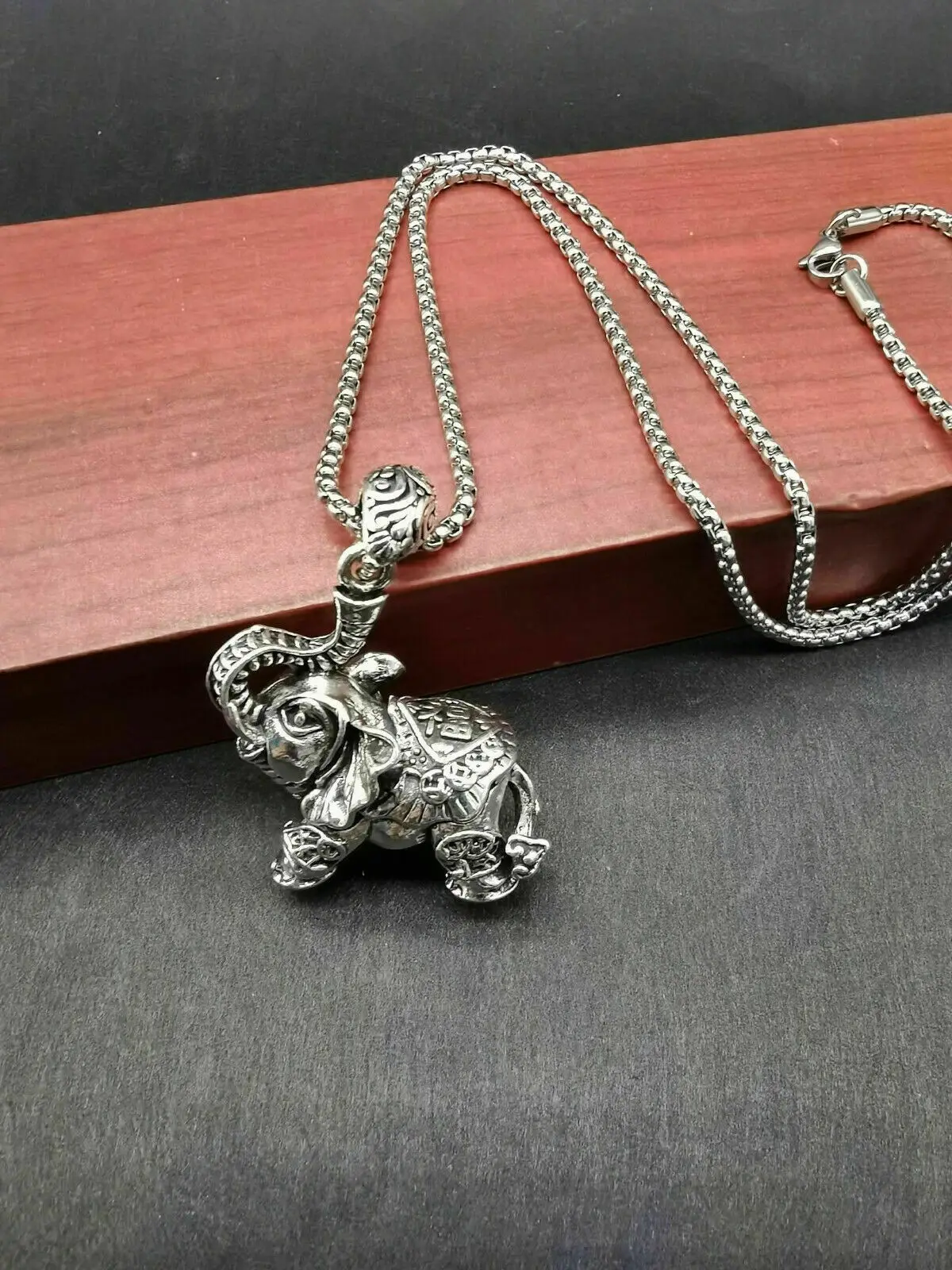 

China's old Tibet silver carving Silver Elephant necklace pendant