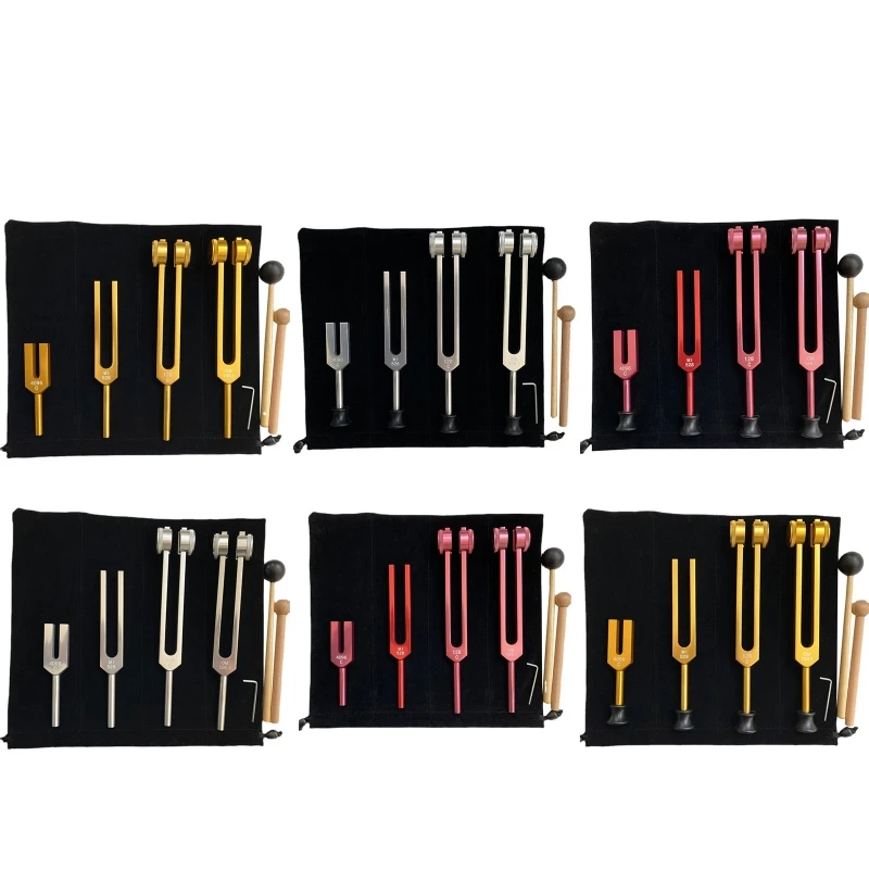 

37MD Tuning Fork Set 4 Pcs Body Tuning Forks for Healing Chakra Set Stress Relief & DNA Repair 128Hz OM 136.1Hz MI 528Hz 4096