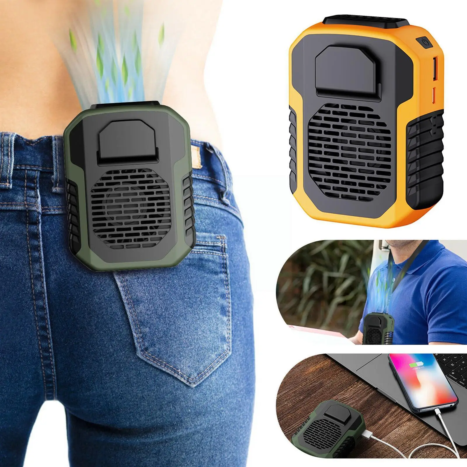 

6000mA Portable Waist Fan USB Air Conditioning Hanging Fan Cooling Mini Outdoor Air Neck Fan Artifac Sports Exhaust Conditi X9W7