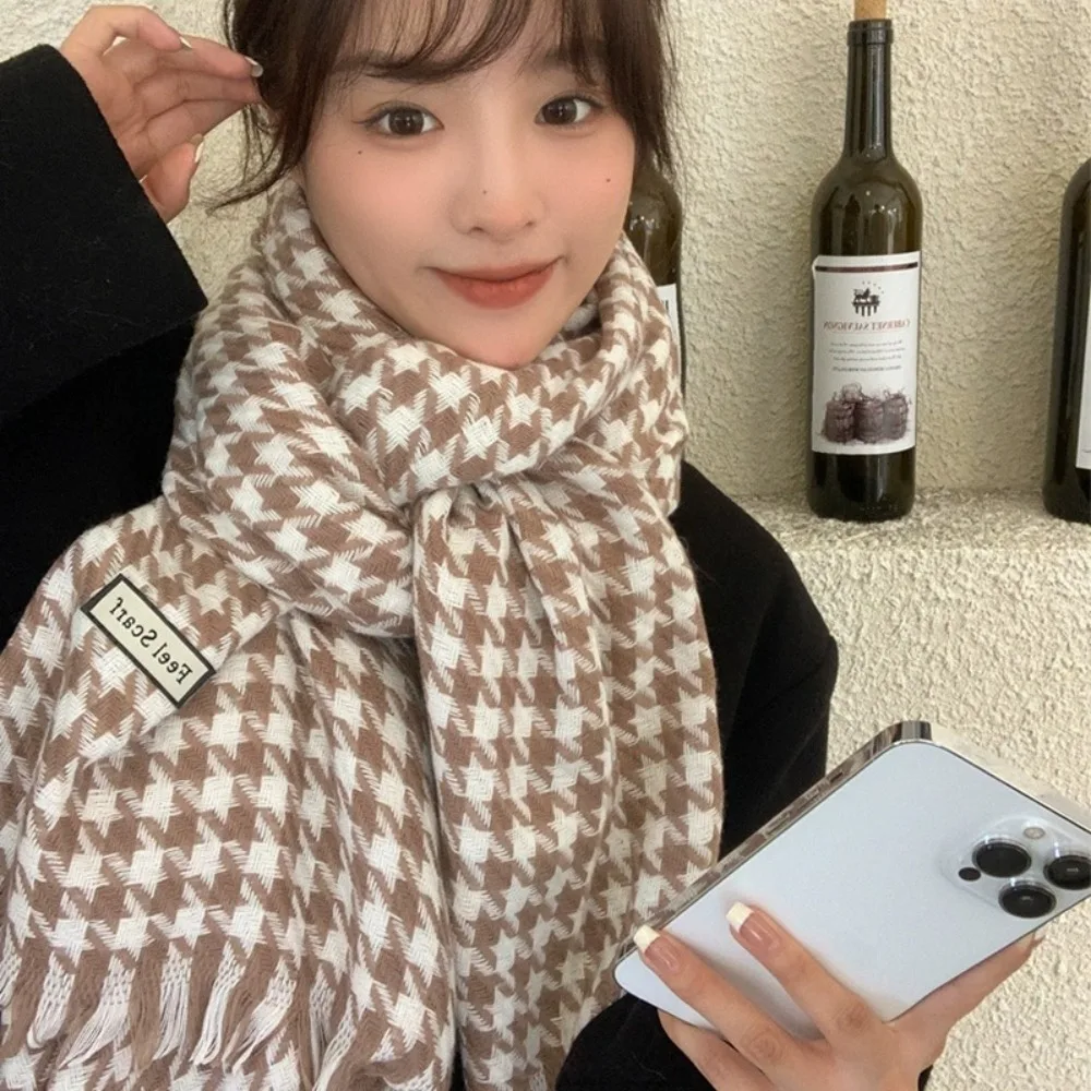 Роскошный клетчатый шаль в корейском стиле мягкие шерстяные шарфы с кисточками и