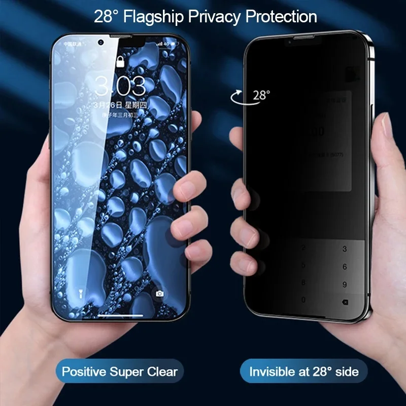 Антибликовое шпионское закаленное стекло для XIAOMI Mi 13 14 Ultra 10 12 12X 12S 11 Pro легкая
