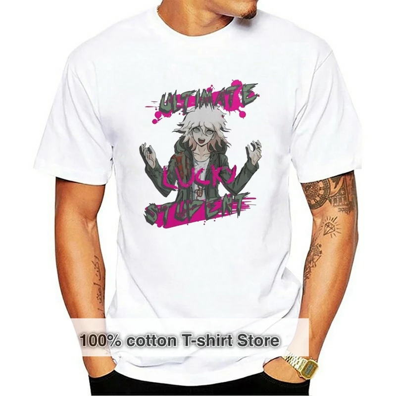 For Man Stylish Lucky Nagito Komaeda Danganronpa Tee Shirt Crewneck Comfortable Cotton Anime Tee Shirt