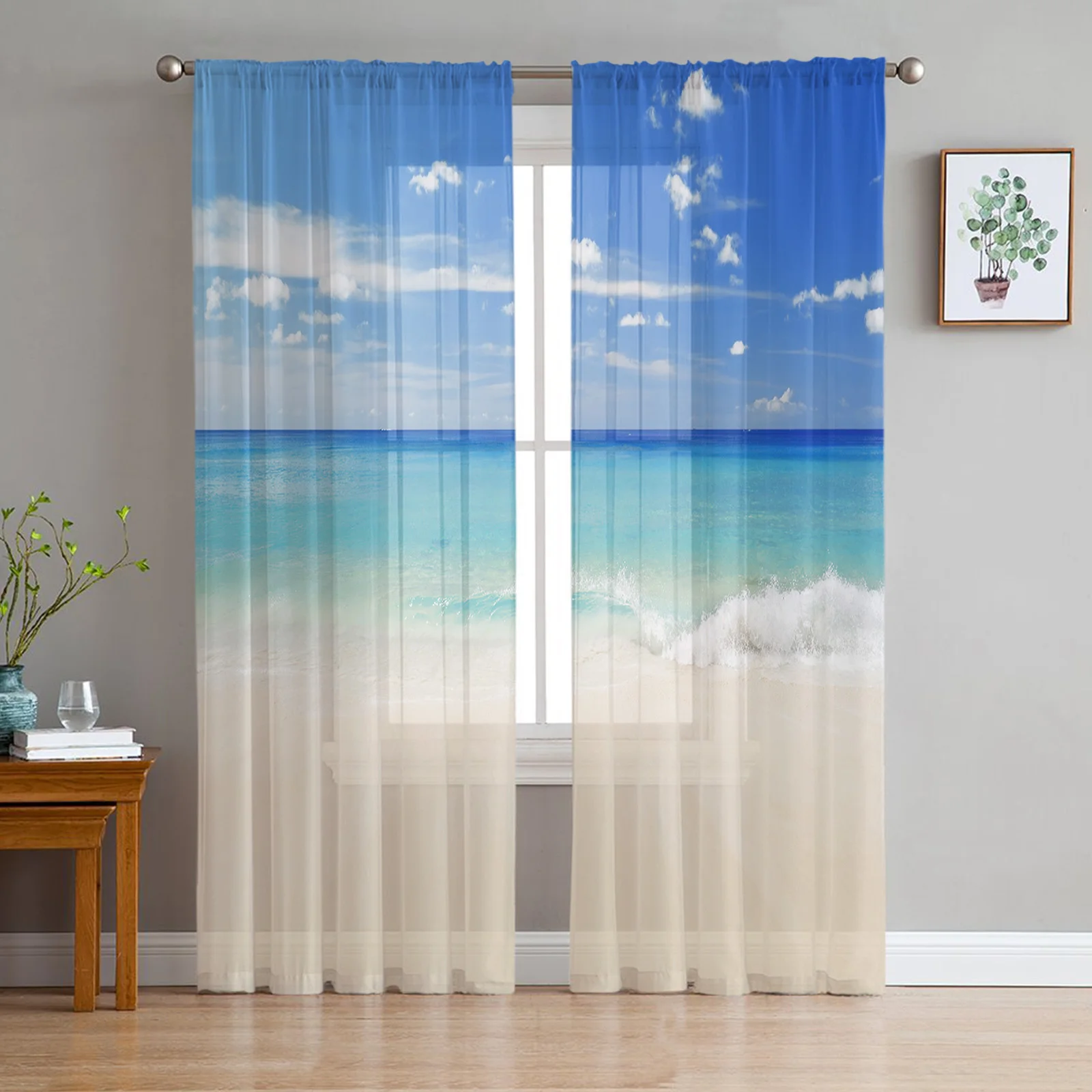 

Тропические пляжные синие морские прозрачные Занавески s для гостиной вуаль занавески для спальни ванной тюлевые занавески s Оконные Занав...