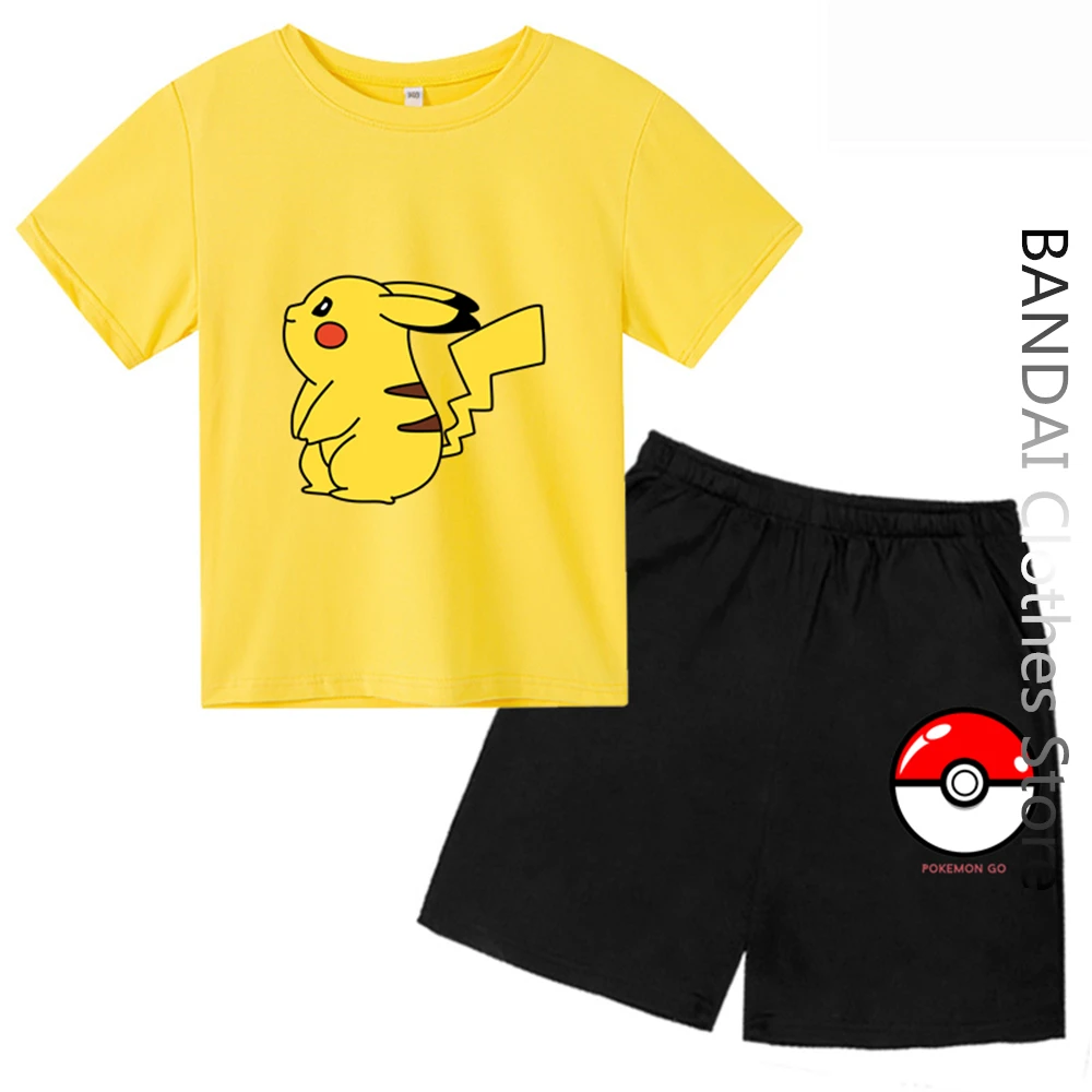 

New Anime Pokemon Tshirt Kids Girls Clothing Boys Kawaii Pikachu T-Shirt Children Party Supplies Clothes