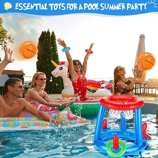 Iatable Beach Floating Hoops Swimming Pool Toys Children Ball Games Volleyball Basketball Water Sports Summer Toys 4