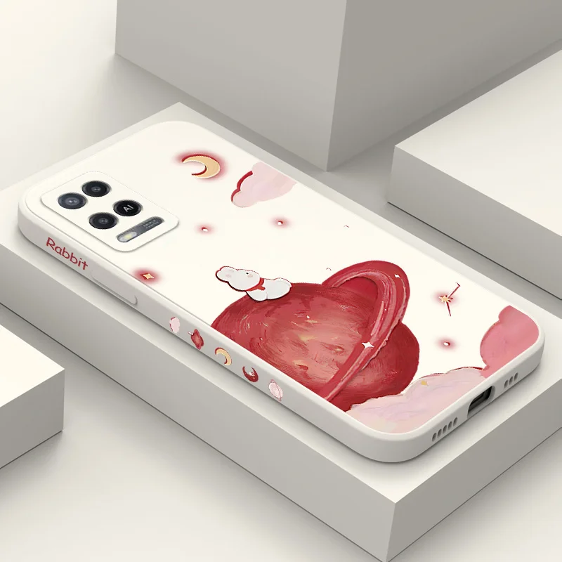 

Moon Rabbit Phone Case For OPPO A54 A74 A57 A78 A77 A96 A76 A36 A95 A12 A15 A15S A16 A16K A9 A5 2020 4G 5G Silicone Cover