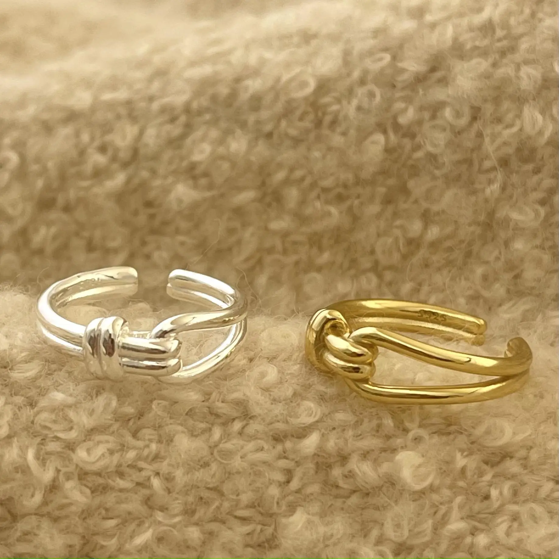 

925 Sterling Silver Simple Gold Punk Line Rings For Women Geometric Fashion Open Adjustable Handmade Party Jewelry Gift Allergy