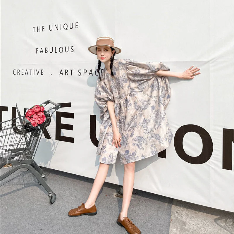 

Женское шелковое жаккардовое платье миди с V-образным вырезом и пышными рукавами