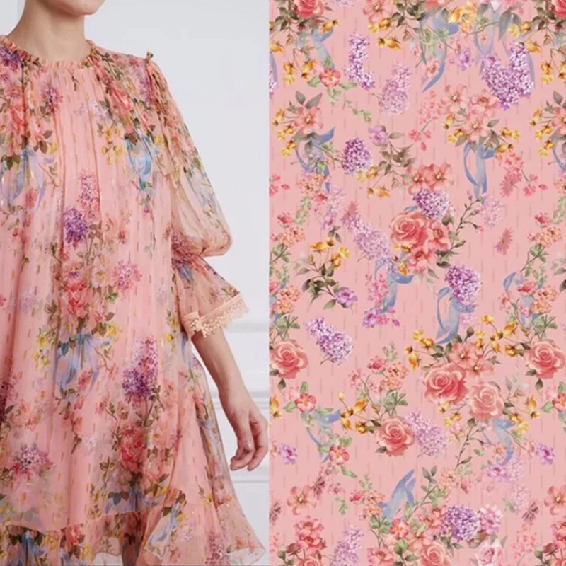 

Printed Fabric Polyester Factory Customized Stretch Satin Luxury Brand Chiffon Clothing Shirt Pajamas Printed Fabric Sew Cloth