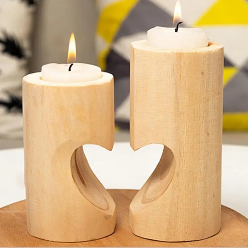 

Wooden Candlestick Candle Holder Candle Stick Stand Love Candle Holder Home Table Desktop Decoration For Party Wedding Christmas