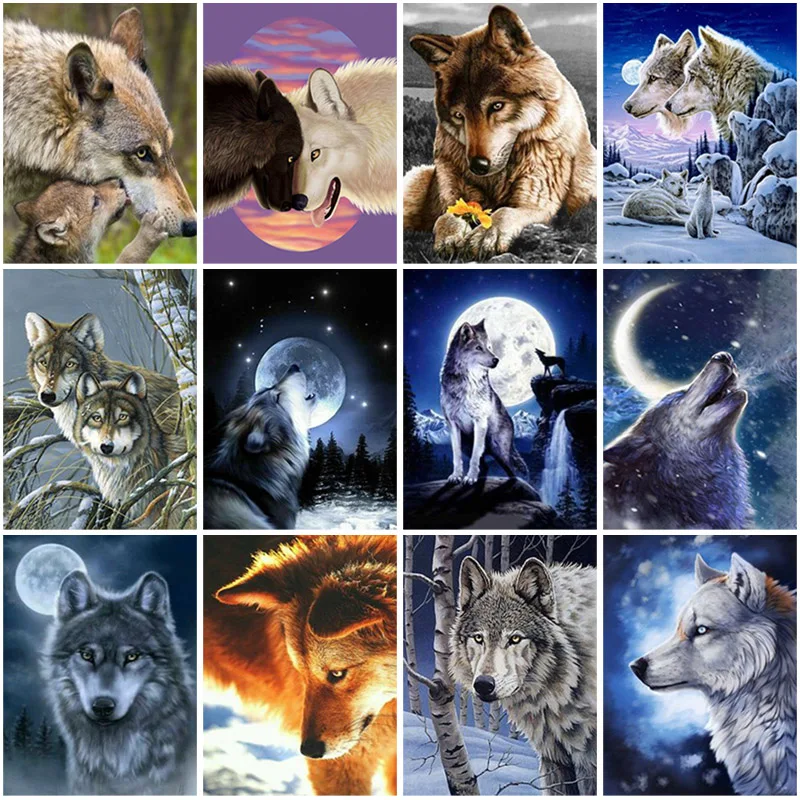 

DIY Wolf 5D Diamond Painting Full Square Drill Mosaic Animal Diamond Embroidery Cross Stitch Kits Gift Wall Art Home Decor