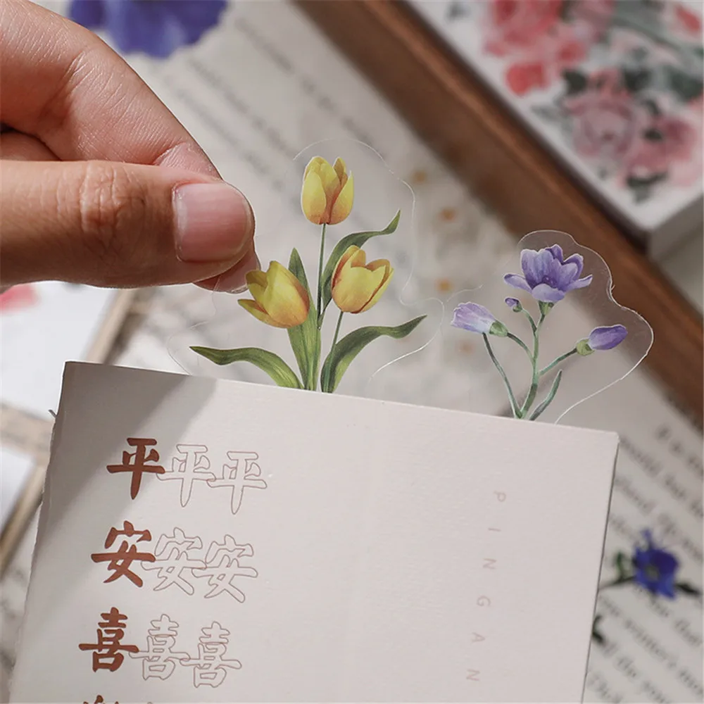 

EZONE 40Pcs Creative Vintage PET Sticker Book Diy Diary Decoration Plant Flower INS Sticker Album Scrapbooking Kawaii Stationery