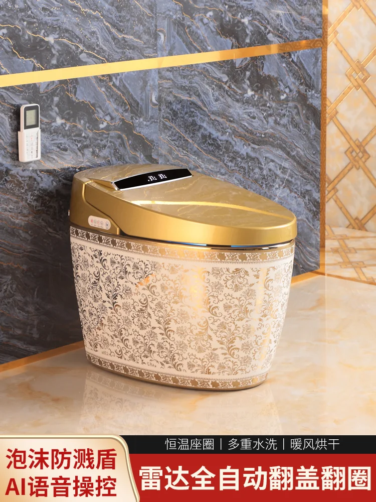 

Tuhao Jinzhineng toilet splash-proof integrated gold-plated toilet with color