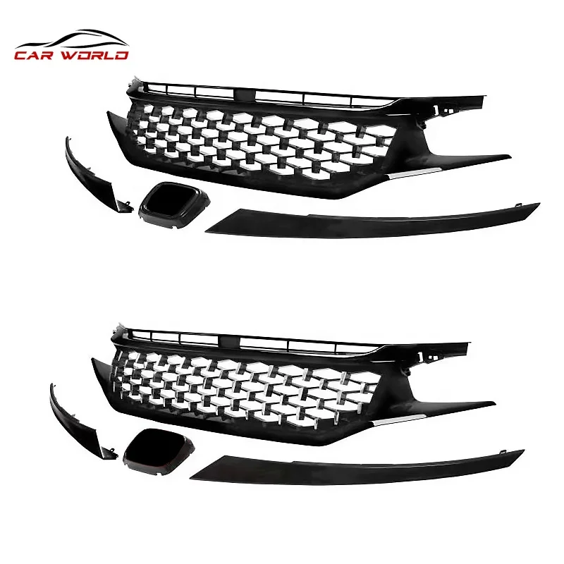 Автомобильная решетка для Honda Civic 2016-2019 Golssy черная переднего бампера АБС-пластик