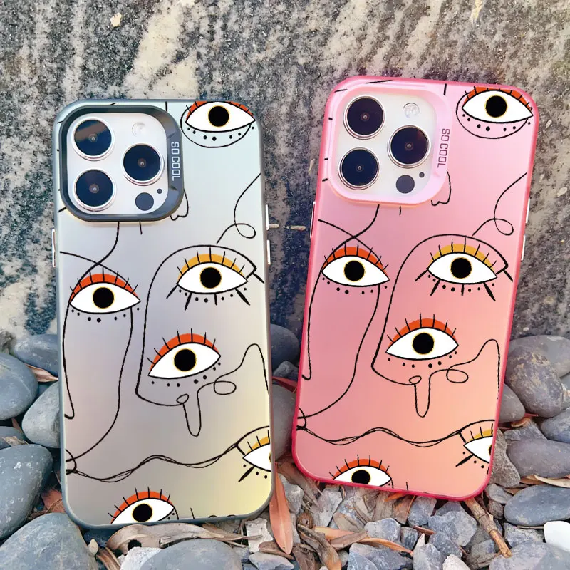 Abstract Line Face Aesthetic Art Eyes Phone Case For Iphone 15 16 11 14 