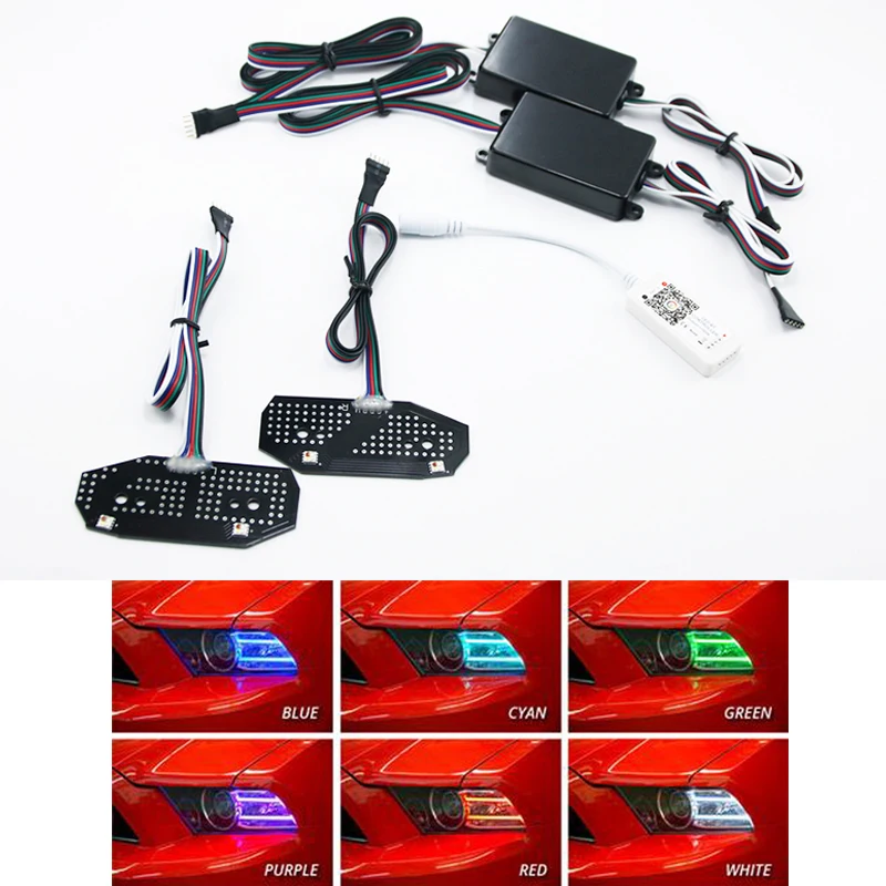 Многоцветная светодиодная плата DRL RGBW комплект освещения для Ford Mustang 2015-2017 гг.