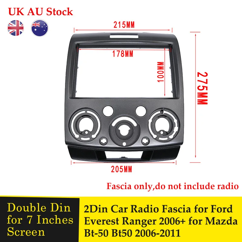 

Двойной Din Fascia монтажный комплект отделки Лицевая панель рамка Радио стерео панель для Ford Эверест рейнджер для Mazda Bt-50 Bt50 2006 +