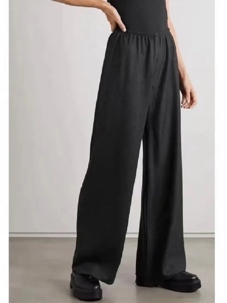 Women Trousers Elastic Waist Loose Casual Wide Leg Pants