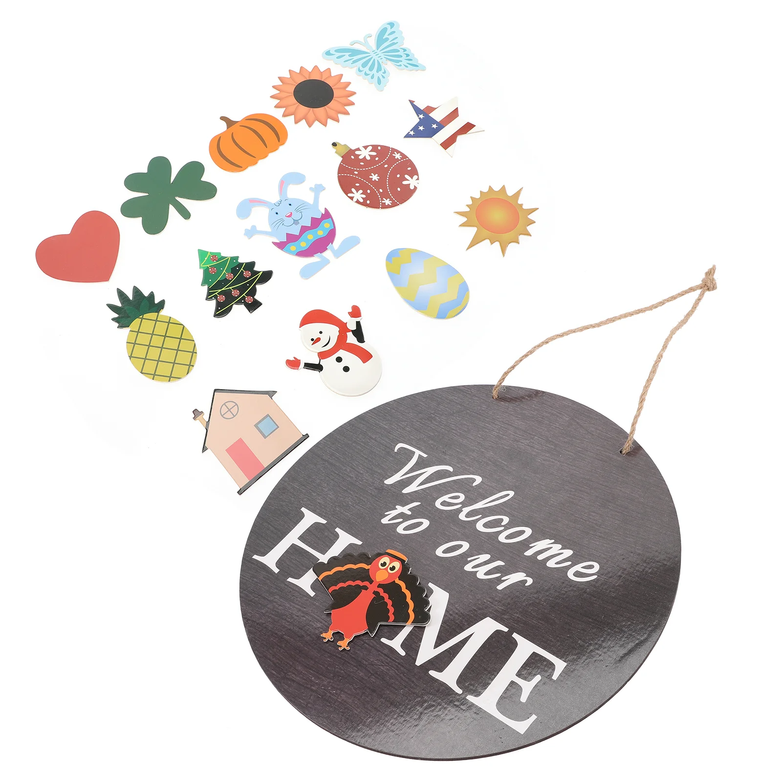 

1 Set Wooden Seasonal Welcome Door Sign Interchangeable Welcome to Our Home Sign