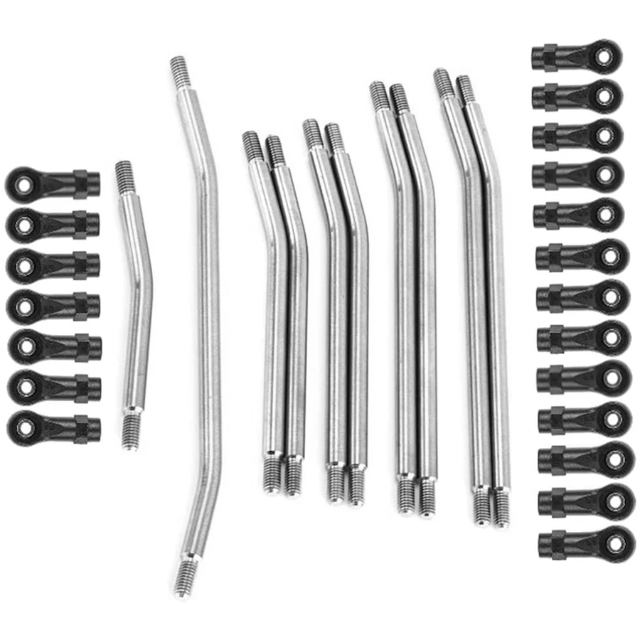 

10pcs Stainless Steel Steering Pull Rod Link Linkage 313mm Wheelbase for 1/10 RC Axial SCX10 II 90046 Crawler Car Upgrade Parts