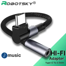 Elbow Type C to 3.5mm Jack Audio Cable USB C Male to 3.5 Jack AUX Adapter For Samsung Galaxy S22 Huawei P50 Xiaomi 12 Converter 