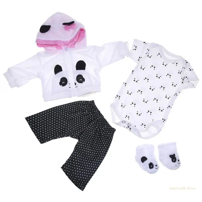 

Y4UD детская игрушечная одежда для кукол 17-18 дюймов, наряд с пандой для девочек, аксессуары, 4 шт., одинаковая одежда,