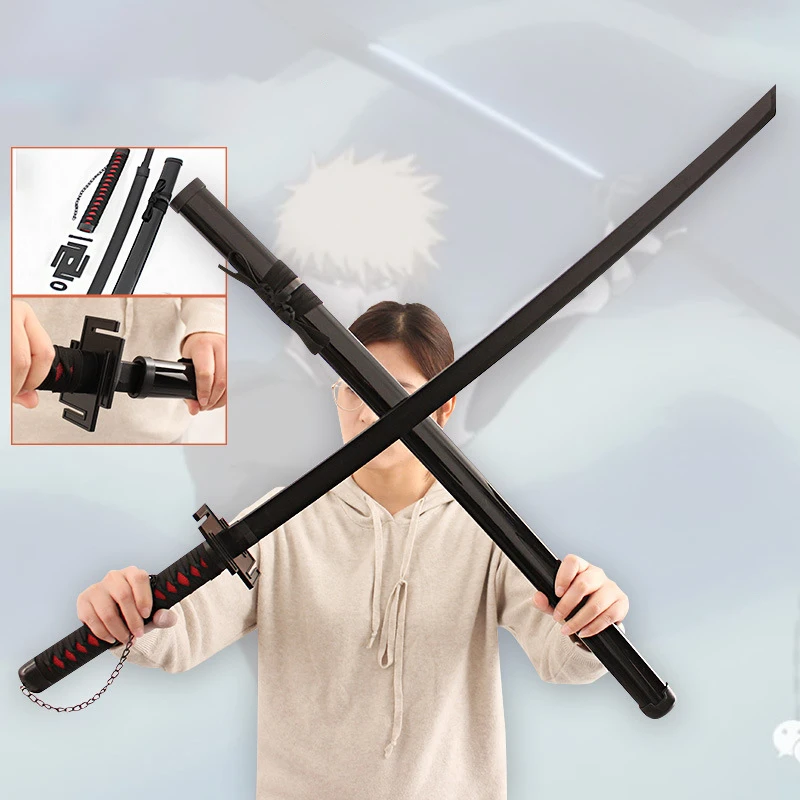 

104cm BLEACH Weapon Kurosaki Ichigo Zangetsu Bamboo Wood Anime Periphery Toys Weapons Katana Model Samurai Sword Boys Gift Toys