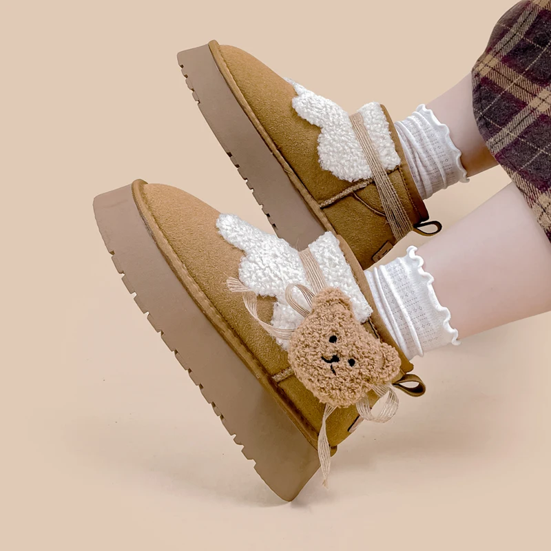 Amy and Michael Kawaii/мультяшная обувь с медведем женские массивные зимние ботинки ручной