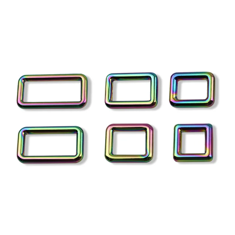 

12-38mm Handbag Hardware Accessories Belt Backpack Webbing Square Rainbow Color Adjust Buckles